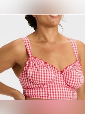 Colsie Red and White Gingham Bralette Crop Bustier size XL. New with tags 🏷️.
